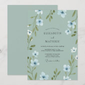 Celadon Bloem Bruiloft Kaart (Voorkant / Achterkant)