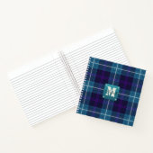 Celadon Blue Pset Tartan Leather Monogrammed Notitieboek (Binnen)