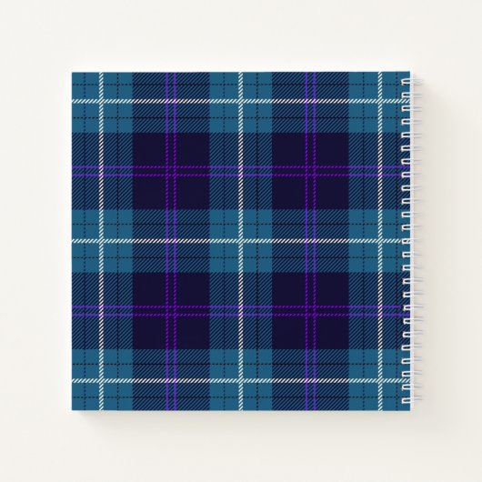 Celadon Blue Pset Tartan Leather Monogrammed Notitieboek (Achterkant)