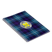 Celadon Blue Pset Tartan Metallic Steel Monogram Notitieboek (Rechterzijde)