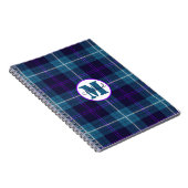 Celadon Blue Pset Tartan Monogram Notitieboek (Rechterzijde)
