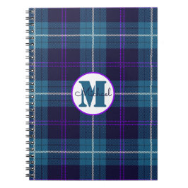 Celadon Blue Pset Tartan Monogram Notitieboek