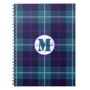 Celadon Blue Pset Tartan Monogram Notitieboek