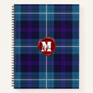 Celadon Blue Pset Tartan Wax Seal Monogramed Notitieboek