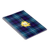 Celadon Blue Pset Tartan Yellow Splash Monogram Notitieboek (Rechterzijde)