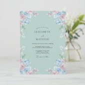 Celadon Blush Bloemblad Bruiloft Kaart (Staand voorkant)
