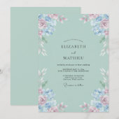 Celadon Blush Bloemblad Bruiloft Kaart (Voorkant / Achterkant)
