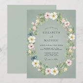 Celadon Blush Wreath Bruiloft Kaart (Voorkant / Achterkant)