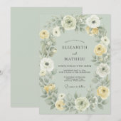 Celadon Botergele Ranunculus Eucalyptus Bruiloft Kaart (Voorkant / Achterkant)