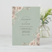 Celadon Champagnetint Trouw Kaart (Staand voorkant)