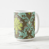  Celadon en Aqua Damask Koffiemok (Voorkant rechts)