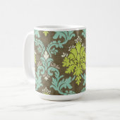  Celadon en Aqua Damask Koffiemok (Voorkant links)