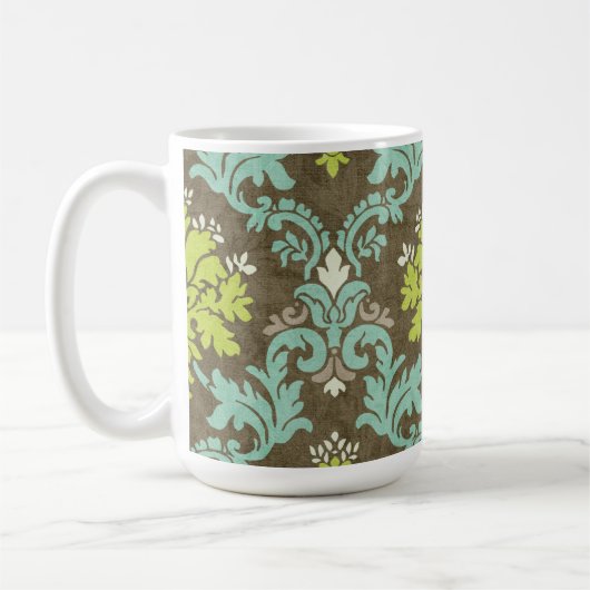  Celadon en Aqua Damask Koffiemok (Links)