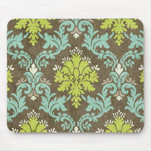  Celadon en Aqua Damask Muismat (Voorkant)