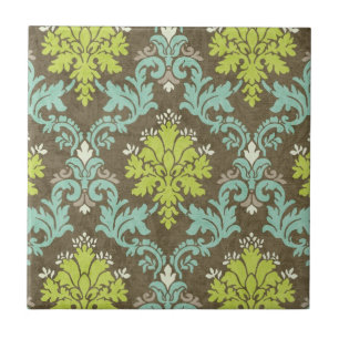 Celadon en Aqua Damask Tegeltje