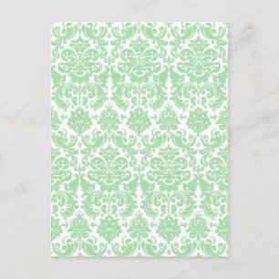 Celadon en White Elegant Damask Pattern Briefkaart
