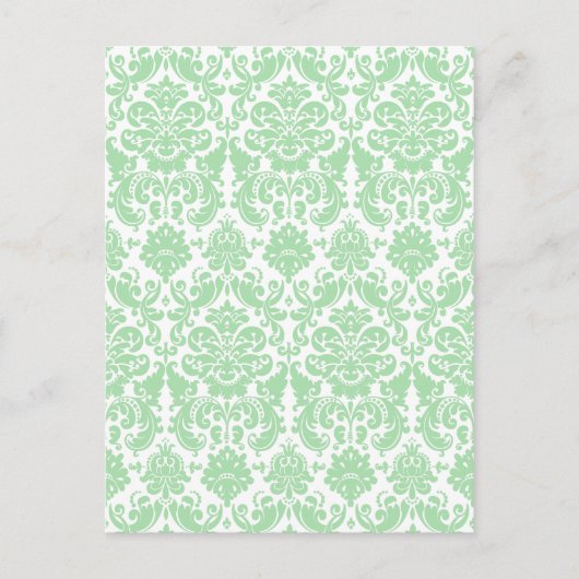Celadon en White Elegant Damask Pattern Briefkaart (Voorkant)