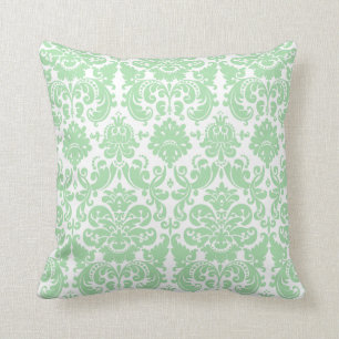 Celadon en White Elegant Damask Pattern Kussen