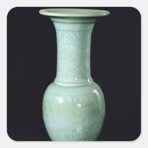 Celadon geglazuurde vaas, Yuan Dynasty Vierkante Sticker
