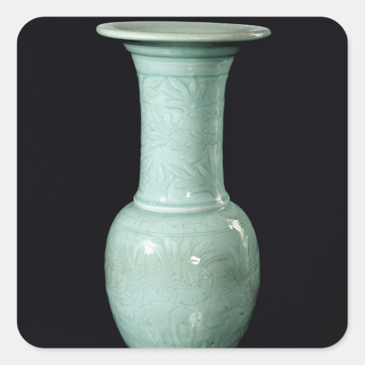 Celadon geglazuurde vaas, Yuan Dynasty Vierkante Sticker (Voorkant)