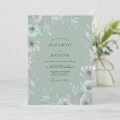 Celadon Geschilderde Blad Bruiloft Kaart (Staand voorkant)