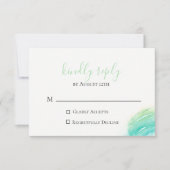 Celadon Green Beach Wedding RSVP Card (Voorkant)