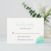 Celadon Green Beach Wedding RSVP Card Kaartje (Staand voorkant)