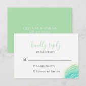 Celadon Green Beach Wedding RSVP Card Kaartje (Voorkant / Achterkant)