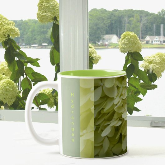 Celadon Green Hydrangea Blossom Tweekleurige Koffiemok