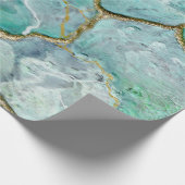 Celadon Green, Jade, Mint Kintsugi Geode Cadeaupapier (Hoek)