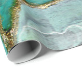 Celadon Green, Jade, Mint Kintsugi Geode Cadeaupapier (Rol Hoek)