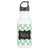 Celadon Green Polka Dots; Chalkboard look Waterfles (Voorkant)