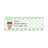 Celadon Groene Polka Dots; Ice Cream Cone Etiket (Voorkant)