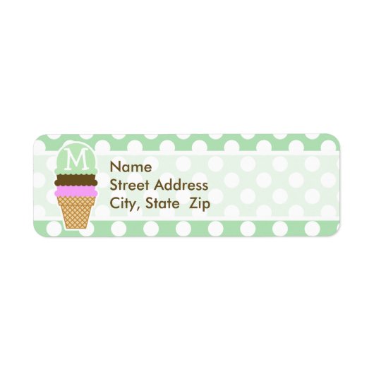 Celadon Groene Polka Dots; Ice Cream Cone Etiket (Voorkant)