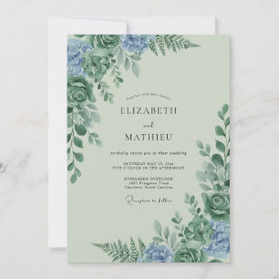 Celadon Korenbloem Loof Eucalyptus Bruiloft Kaart