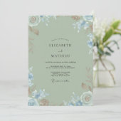 Celadon Korenbloem Wildflower Bruiloft Kaart (Staand voorkant)