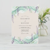 Celadon Lila Wisteria Bruiloft Kaart (Staand voorkant)