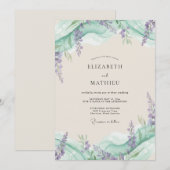 Celadon Lila Wisteria Bruiloft Kaart (Voorkant / Achterkant)