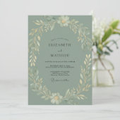 Celadon Loofwerk Eucalyptus Bruiloft Kaart (Staand voorkant)