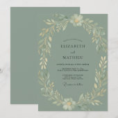 Celadon Loofwerk Eucalyptus Bruiloft Kaart (Voorkant / Achterkant)