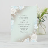 Celadon Luchtig Blad Bruiloft Kaart (Staand voorkant)