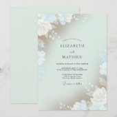 Celadon Luchtig Blad Bruiloft Kaart (Voorkant / Achterkant)