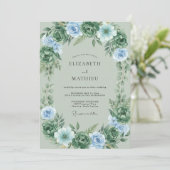 Celadon Maagdenpalm Bladerig Huwelijk Kaart (Staand voorkant)