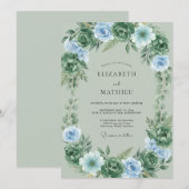 Celadon Maagdenpalm Bladerig Huwelijk Kaart (Voorkant / Achterkant)