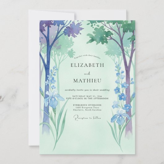 Celadon Maagdenpalm Bos Eucalyptus Bruiloft Kaart (Voorkant)