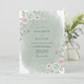 Celadon Mauve Boeket Eucalyptus Bruiloft Kaart (Staand voorkant)