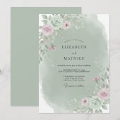 Celadon Mauve Boeket Eucalyptus Bruiloft Kaart (Voorkant / Achterkant)