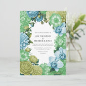 Celadon Mist, Soft Fern & Porcelain Blue Trouwkaar Kaart (Staand voorkant)