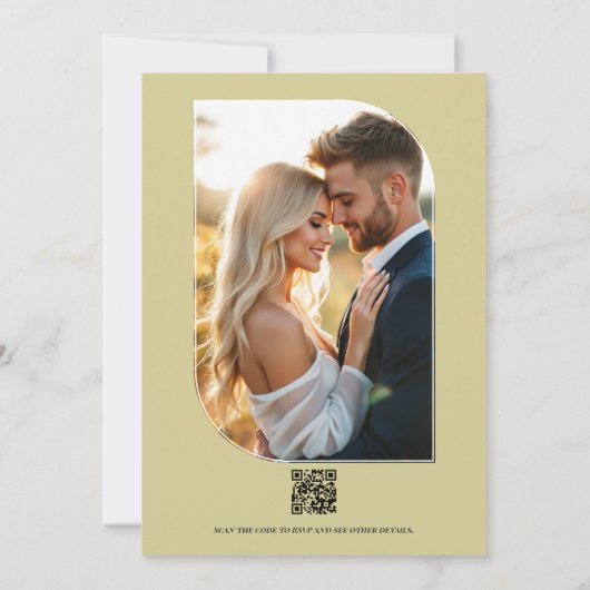 Celadon Mist, Soft Fern & Porcelain Blue Wedding Kaart (Achterkant)