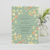 Celadon Oker Blad Bruiloft Kaart (Staand voorkant)